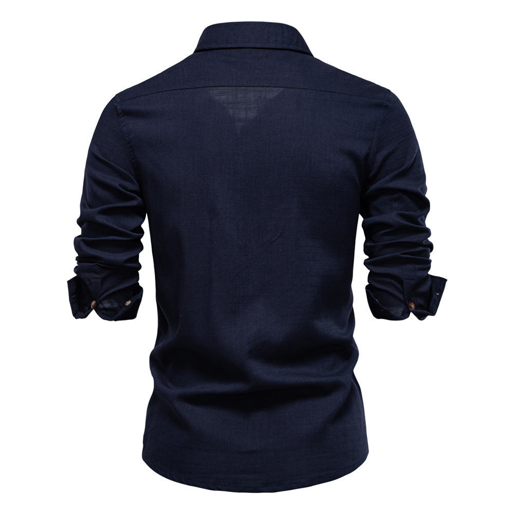 Herren nan Workshirt aus Denimoptik mit doppelten Brusttaschen und Kontrastnähten EB