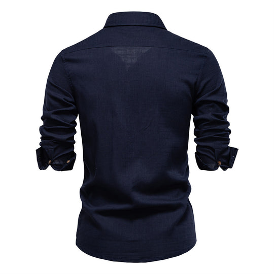 Herren nan Workshirt aus Denimoptik mit doppelten Brusttaschen und Kontrastnähten EB