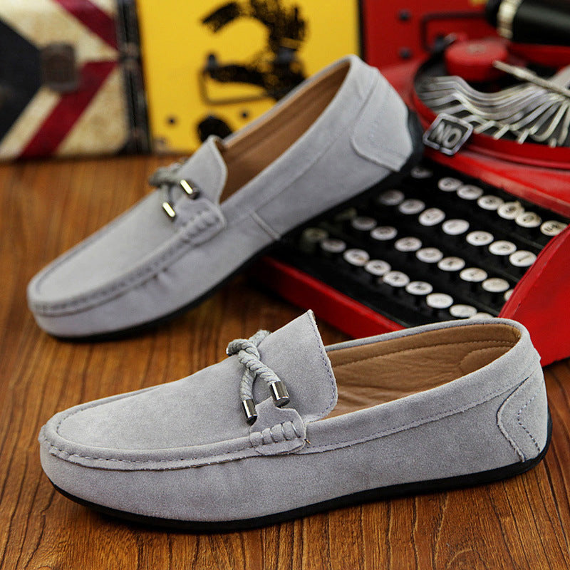 Damen weicher Veloursleder Mokassin Loafer mit geflochtener Dekorschnur und flexibler Gummisohle EB