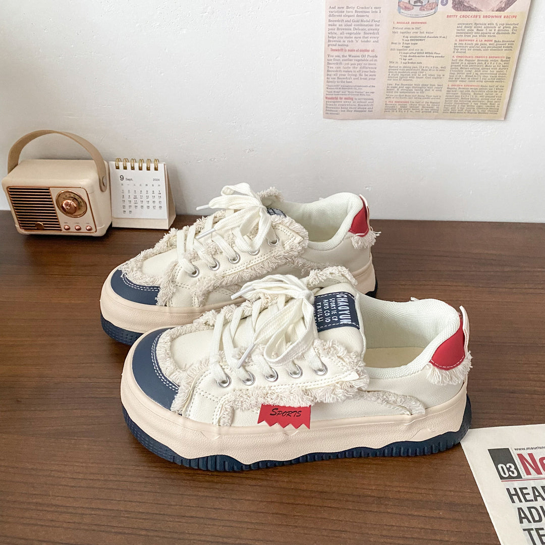 Damen Modische Chunky Sneakers mit flauschigem Obermaterial EB