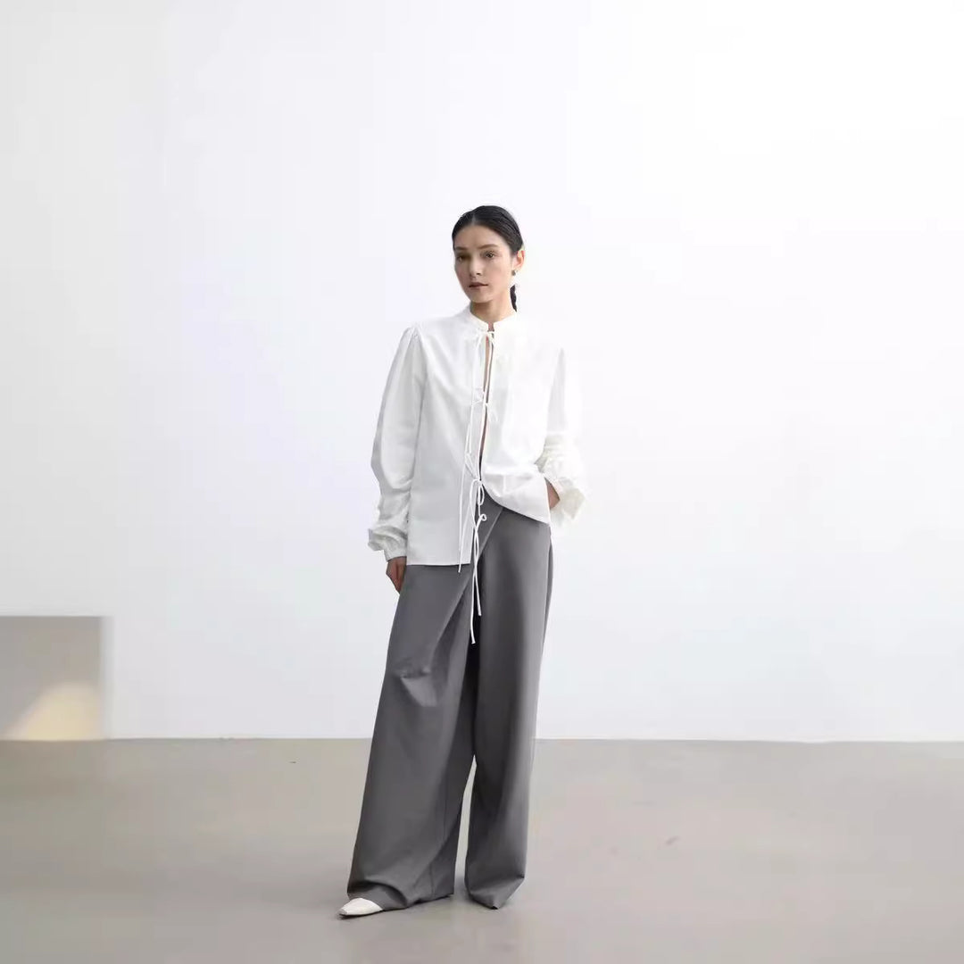 Damen Verspielte Bluse mit Rüschendetails und Kordelzug EB