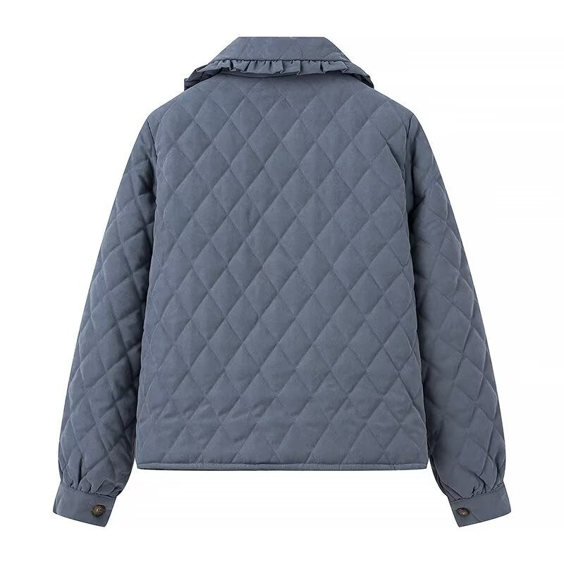 Damen gesteppte Übergangsjacke mit großem Kragen und praktischen Taschen EB