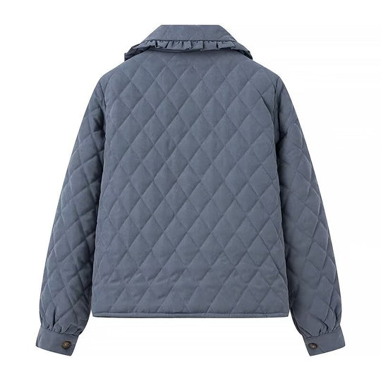 Damen gesteppte Übergangsjacke mit großem Kragen und praktischen Taschen EB