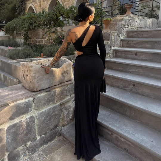 Damen Elegantes asymmetrisches Kleid mit Schößchen und hautfreundlichem Stoff EB