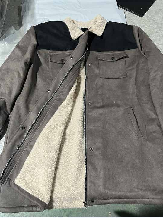 Herren verspielt schicke Wildlederjacke mit warmem Fleecefutter EB