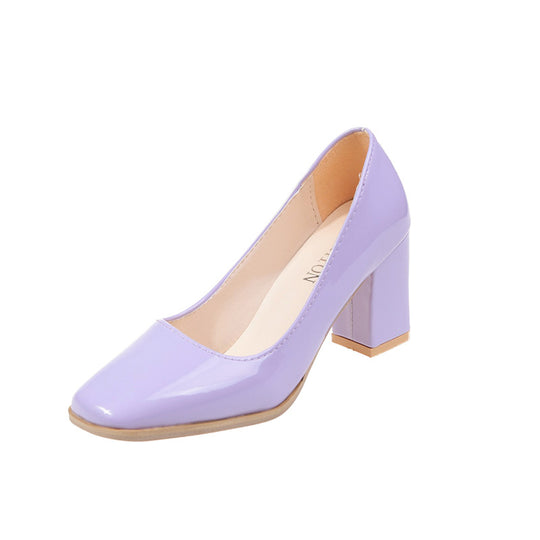 Damen elegante Pumps mit quadratischer Zehenkappe und hohem Blockabsatz EB