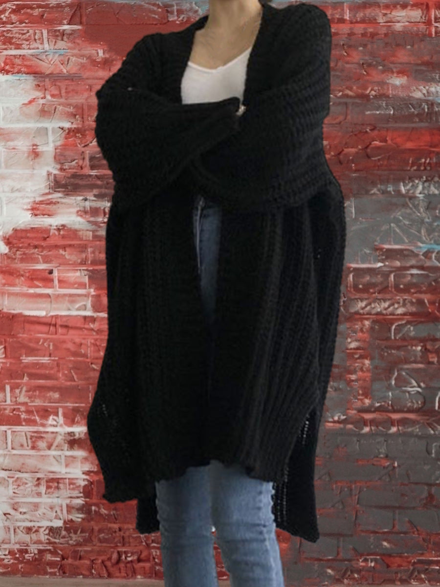 Damen Großer Strickcardigan mit offenem Schnitt und breiten Ärmeln EB
