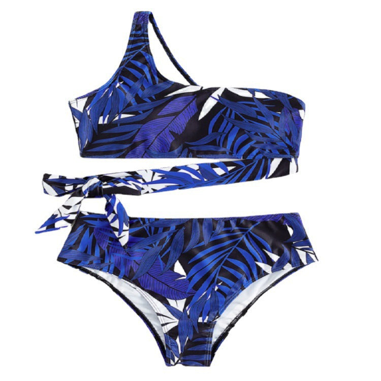 Damen Bikini-Set mit asymmetrischem Top und hohem Beinausschnitt EB