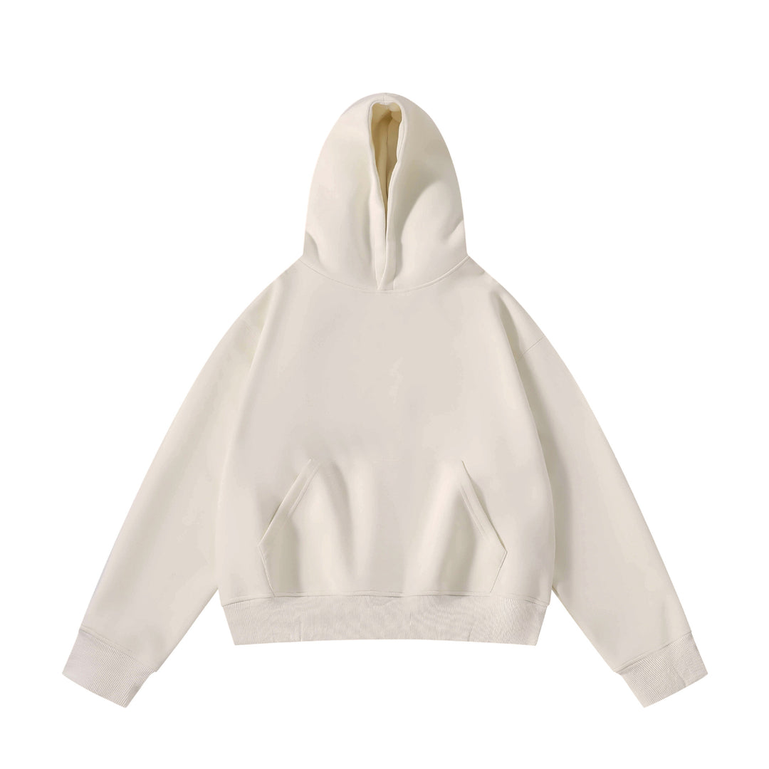 Unisex schwerer Oversize-Kapuzenpullover mit doppellagiger Kapuze Kängurutasche und breitem Rippbund EB