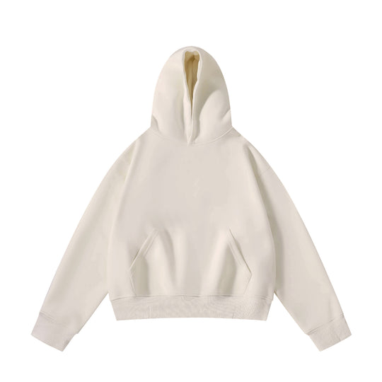 Unisex schwerer Oversize-Kapuzenpullover mit doppellagiger Kapuze Kängurutasche und breitem Rippbund EB