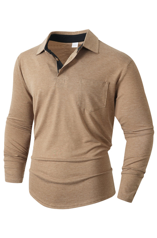 Herren elegantes Langarm Poloshirt mit modernem Kragen und leichtem Stretch EB