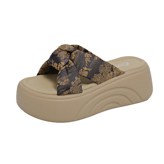 Damen Komfortable Plateau-Sandalen mit modischem Schleifen-Design EB