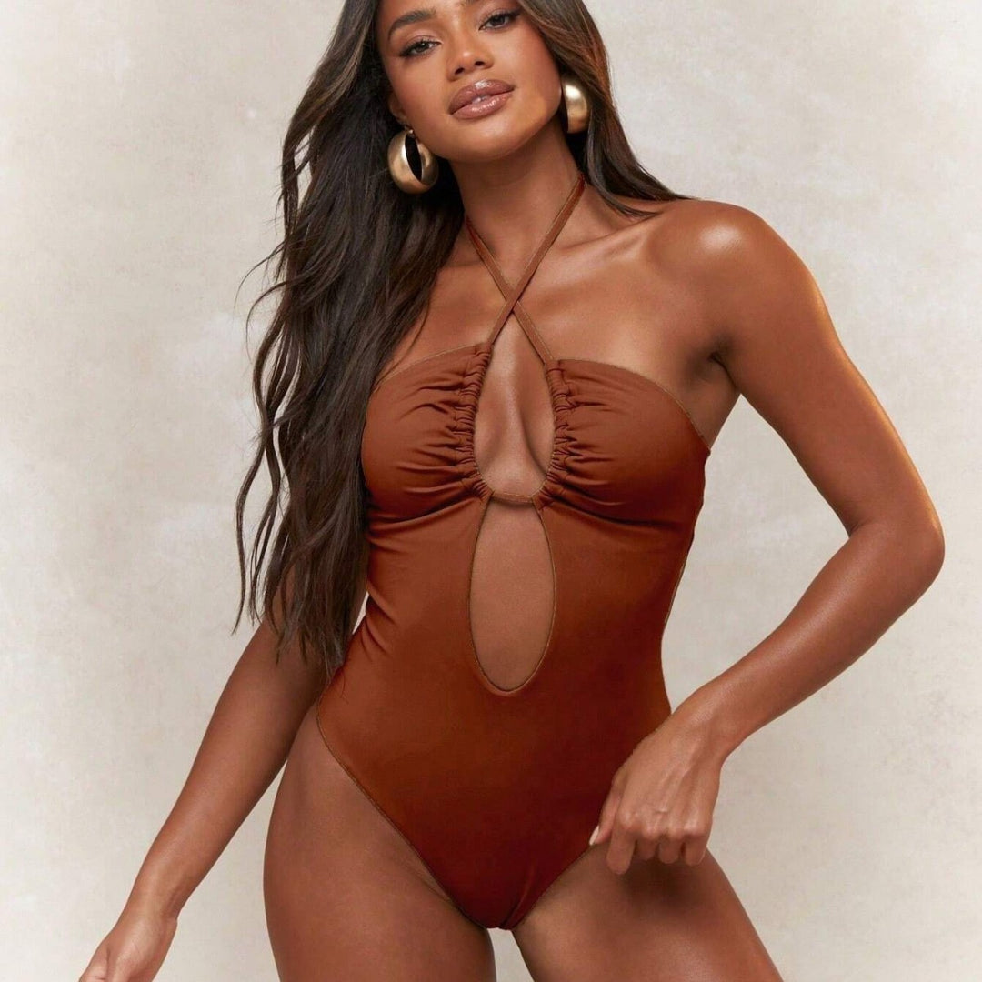 Damen Trendiger Einteiler Badeanzug mit verspieltem Cut-Out EB