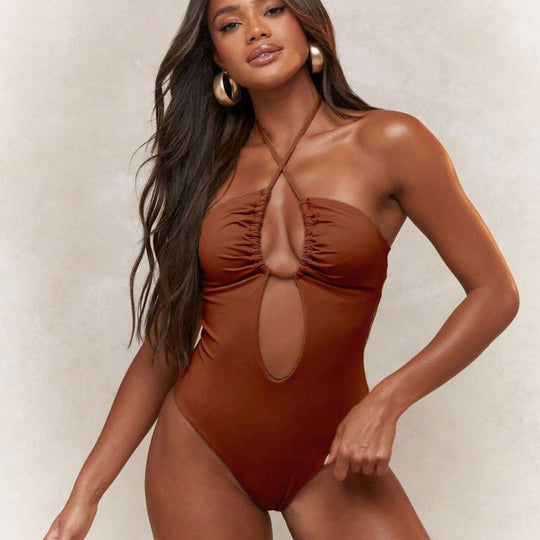 Damen Trendiger Einteiler Badeanzug mit verspieltem Cut-Out EB