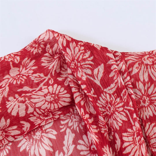 Damen Maxikleid mit verspieltem Blumenmuster und asymmetrischem Saum EB