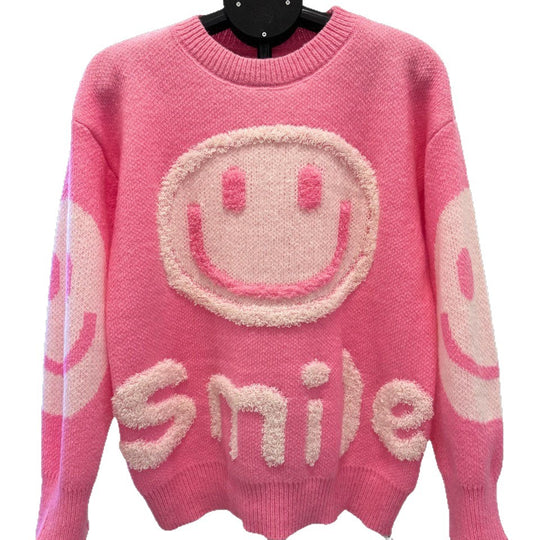 Damen gemütlicher Oversize-Pullover mit lässigem Grafikdesign EB