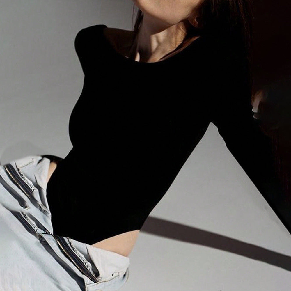 Damen figurbetonter Langarm-Bodysuit mit hohem Rundhals, nahtloser Passform und stretchigem Jersey Eichborn Berlin