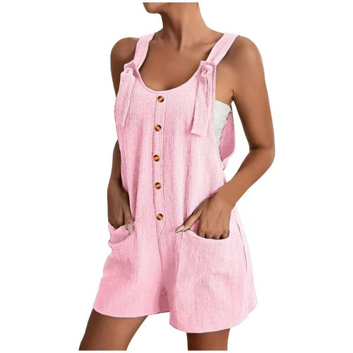 Damen Leichtes Latzkleid mit praktischen Taschen und Knopfdetails EB