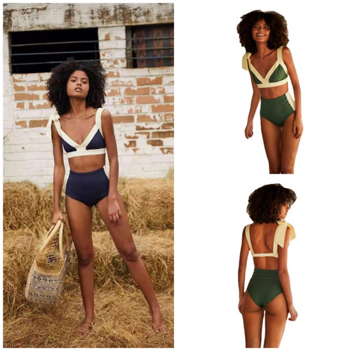 Damen Hoch geschnittener Bikini mit elegantem Wickeldetail EB