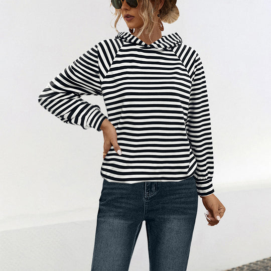 Damen Kapuzensweatshirt mit gestreiftem Design und modernem Schnitt EB