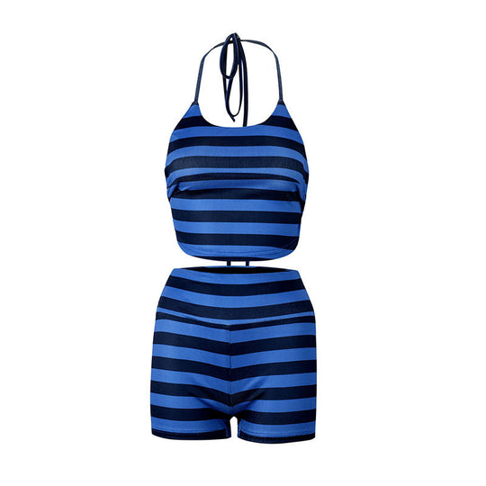 Damen Sportliches Bikini-Set mit trendigen Streifen und bequemem Schnitt EB