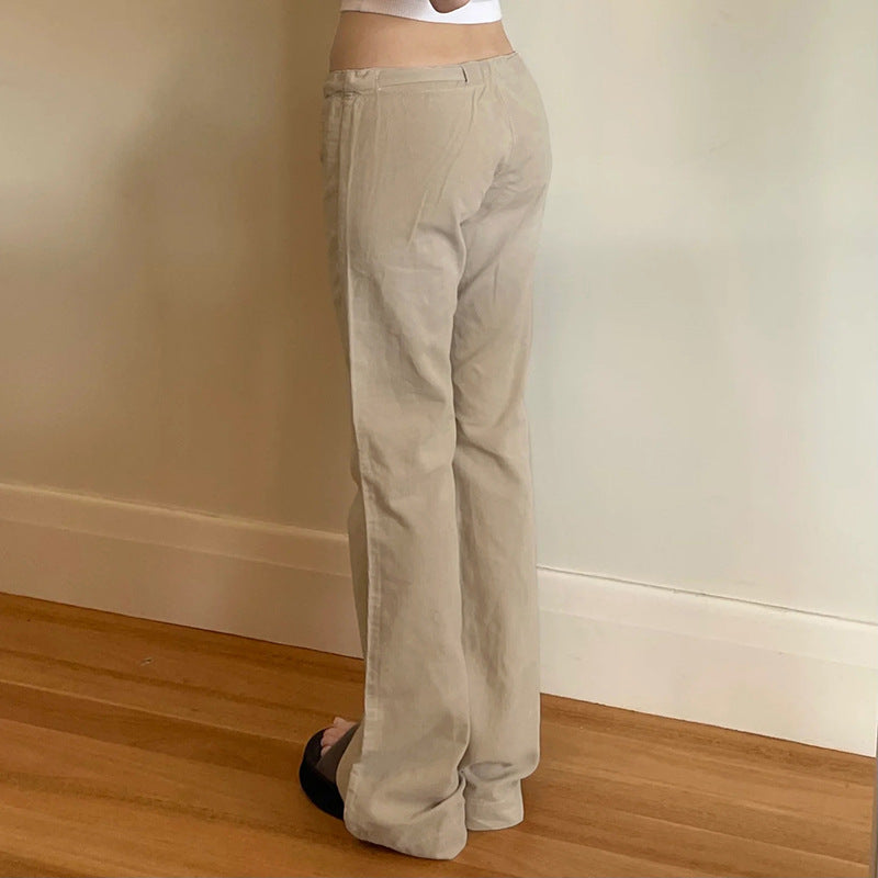 Damen Weit geschnittene Casual-Hose mit elastischem Bund und Kordelzug EB