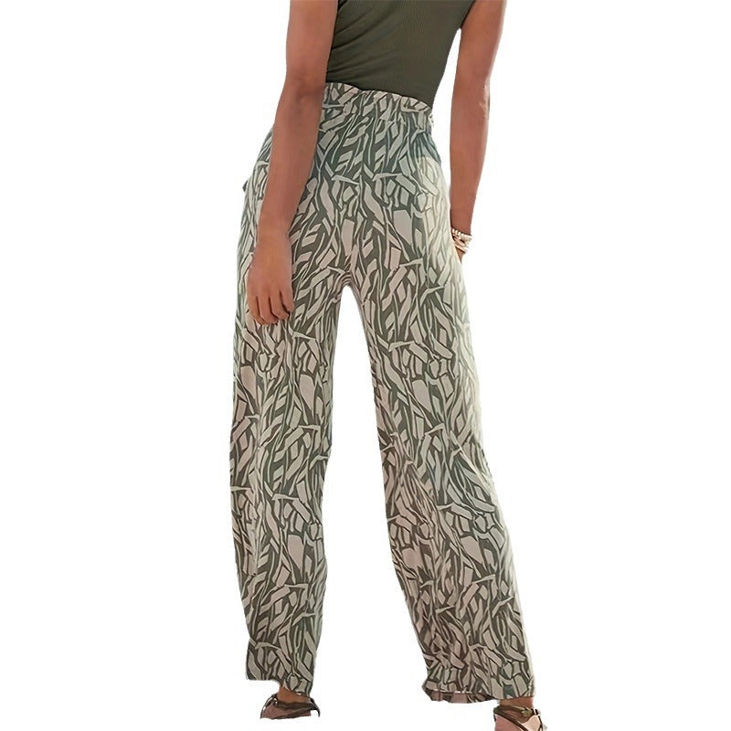 Damen lässige Palazzo-Hose mit floralem Muster und hohem Bund EB