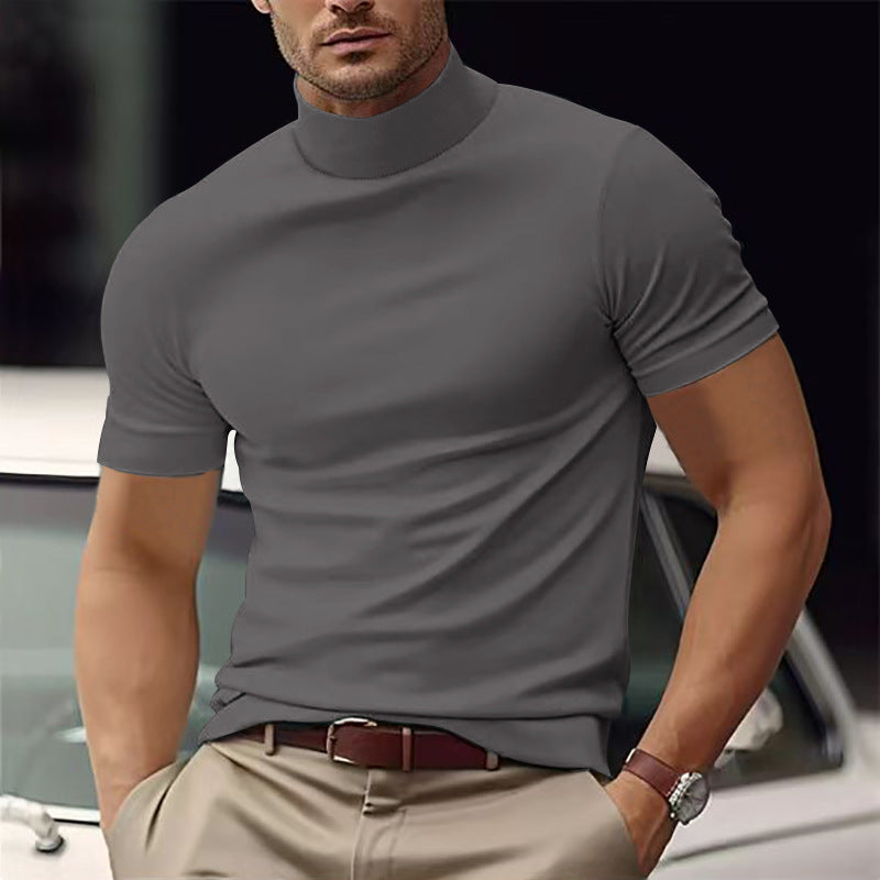 Herren Kurzarm Turtleneck T-Shirt EB
