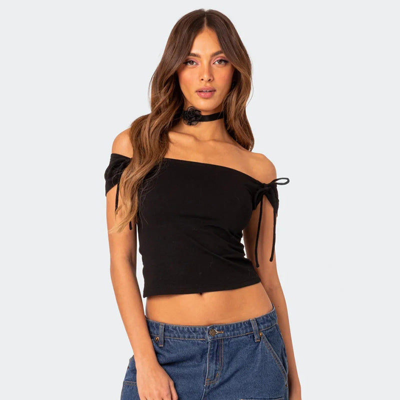 Damen Trägertop mit Off-Shoulder-Design und Bindegurten EB