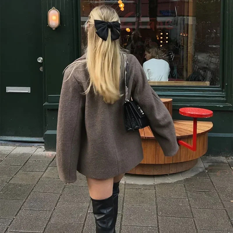 Damen Oversized Wollmantel EB