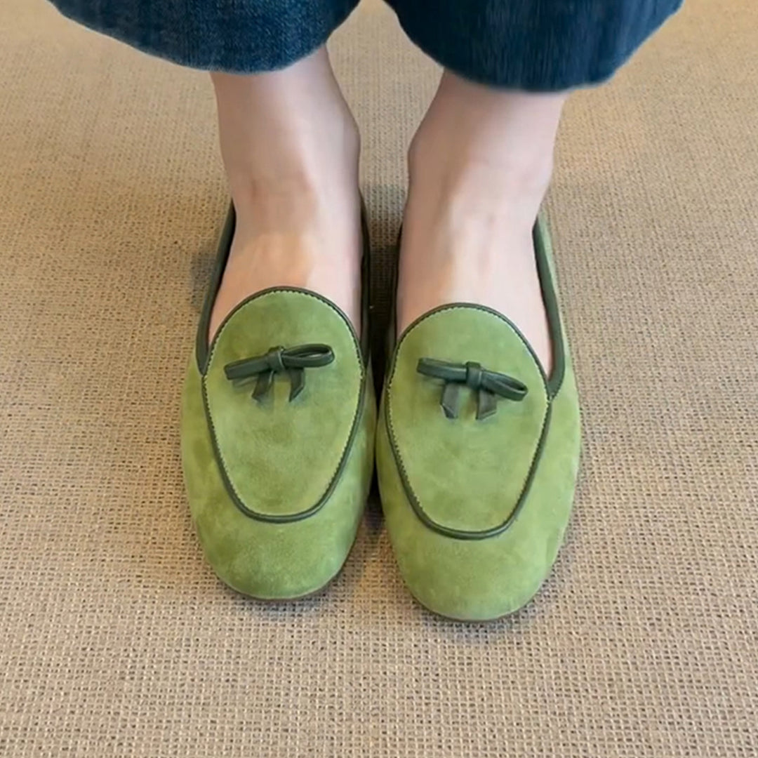Damen Wildleder Slipper mit dekorativem Schleifendetail EB