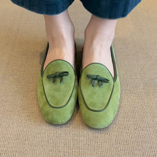 Damen Wildleder Slipper mit dekorativem Schleifendetail EB
