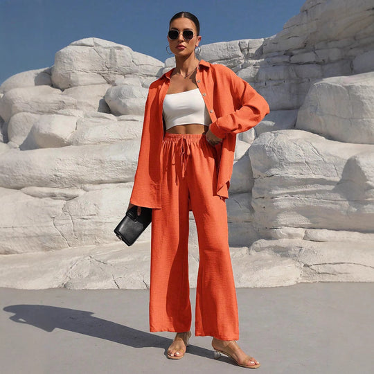 Damen elegantes und lässiges Loungewear-Set mit lockerer Passform EB