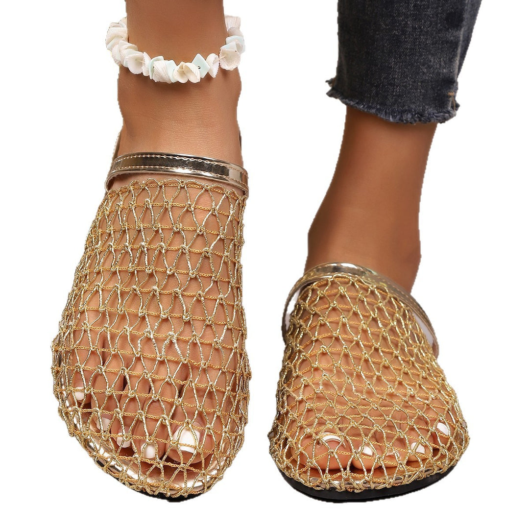 Damen Offene Clogs mit netzartigem Design und modischem Korkrand EB