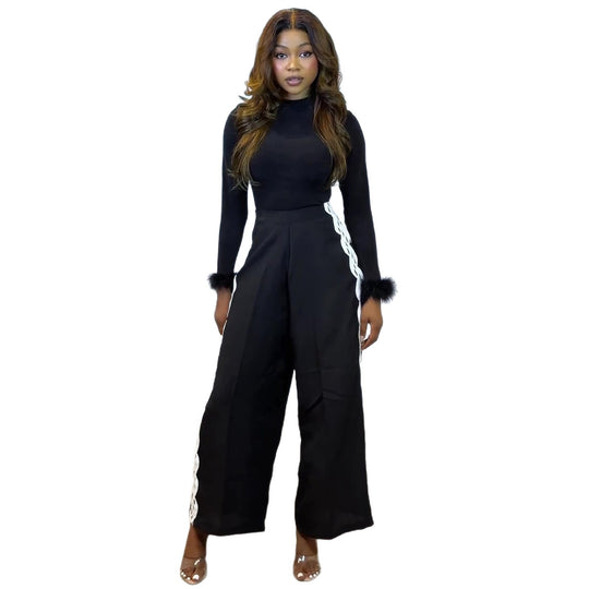 Damen Elegantes Set mit figurbetonendem Oberteil und weitem Hosenstil EB