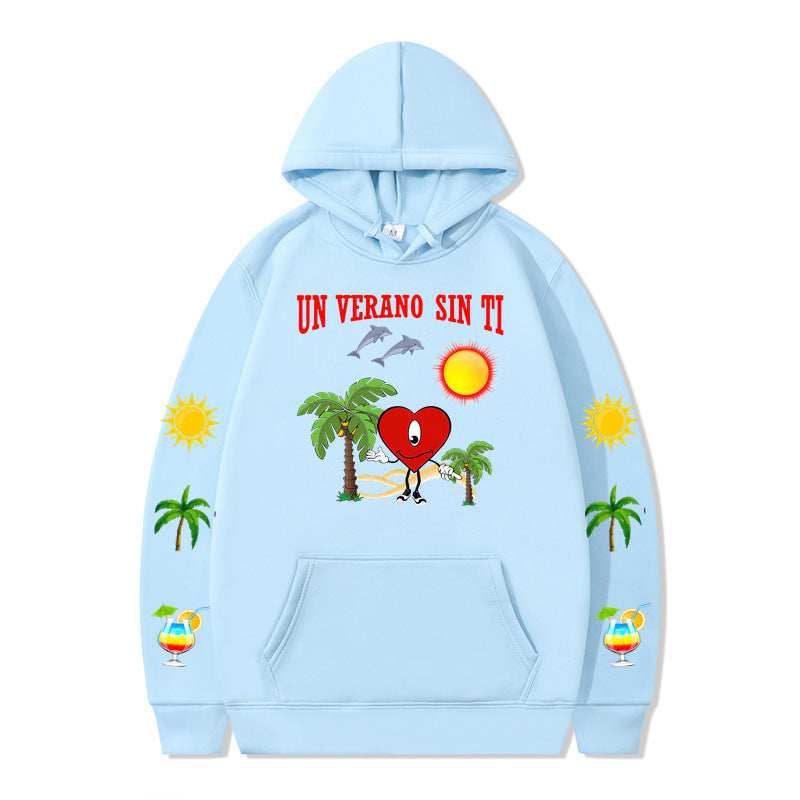 Damen Kapuzenpullover mit lebhaftem Sommermotiv und bequemer Passform EB