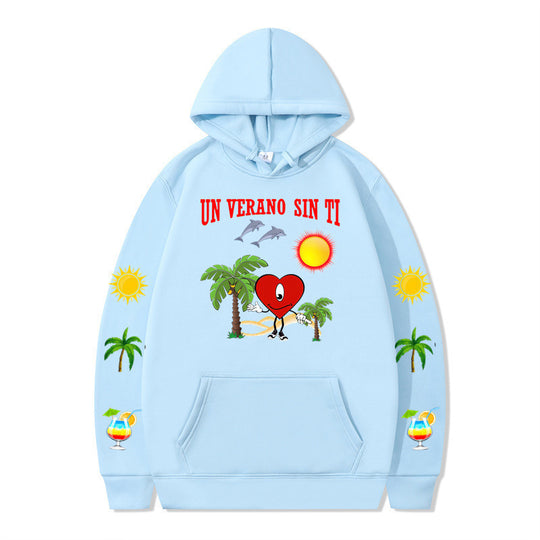 Damen Kapuzenpullover mit lebhaftem Sommermotiv und bequemer Passform EB