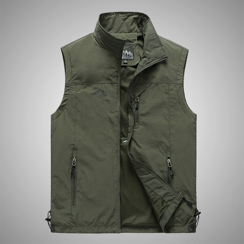 Herren Multifunktionale Outdoorweste mit winddichter Hülle, Netzfutter und Reißverschlusstaschen EB