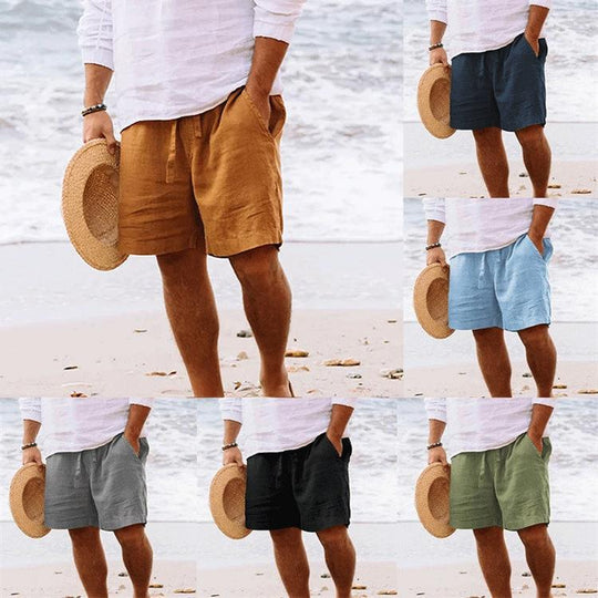Herren nan lässige Reise-Bermuda mit Crinkle-Struktur, verstellbarem Tunnelzug und großvolumigen Einschubtaschen EB