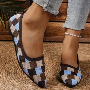 Damen Ballerinas mit geometrischem Muster und flexiblem Fußbett EB