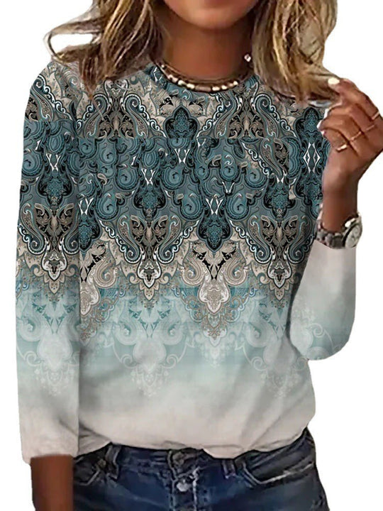 Damen Langärmeliges Oversize-Sweatshirt mit abstraktem Aquarell-Mosaikprint EB