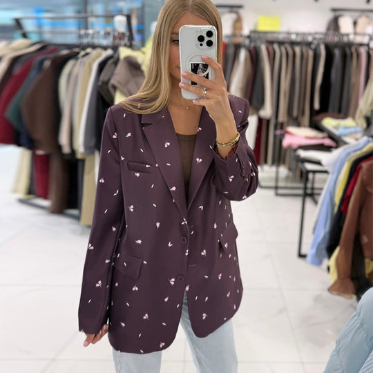 Damen trendiger Blazer mit taillierbarem Gürtel EB