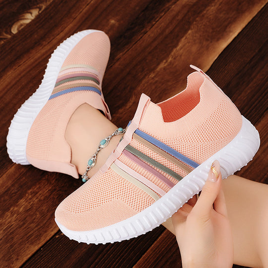 Damen Sportliche Slip-On Sneakers mit elastischem Obermaterial und rutschfester Sohle EB