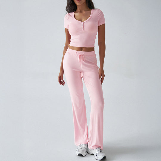 Damen Kombinations-Set mit cropped Oberteil und weiten Hosen EB