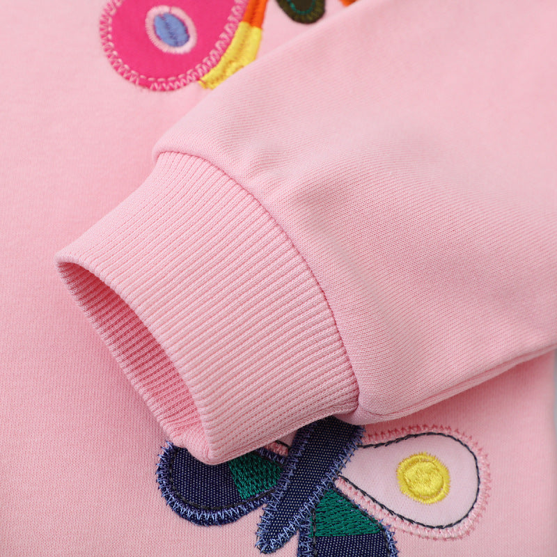 Mädchen Sweatshirt mit bunten Schmetterlings-Stickereien EB