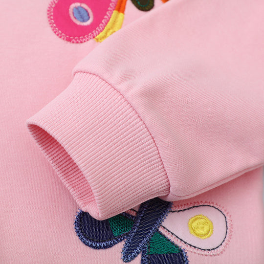 Mädchen Sweatshirt mit bunten Schmetterlings-Stickereien EB