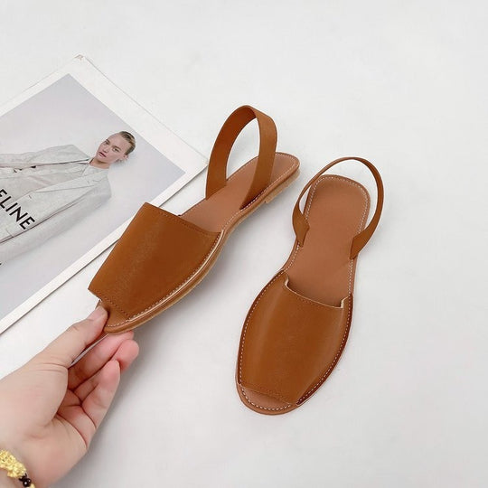 Damen Offene Slingback Sandalen aus hochwertigem Leder mit komfortablem Fußbett EB