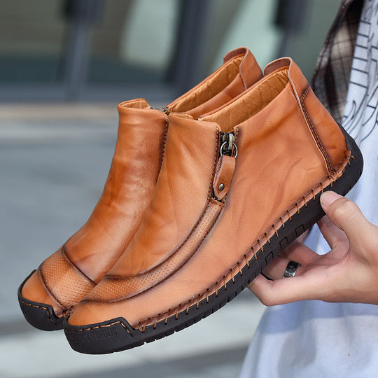 Damen Elegante und bequeme Lederschuhe mit Reißverschluss EB