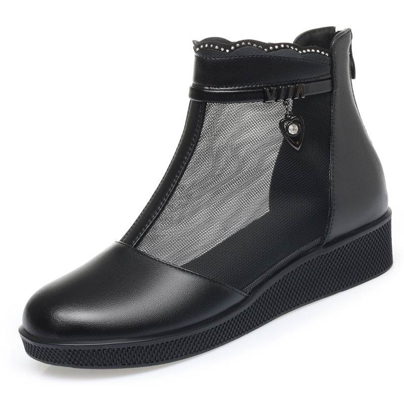 Damen Stiefeletten mit transparentem Mesh-Einsatz und modischem Schmuckdetail EB