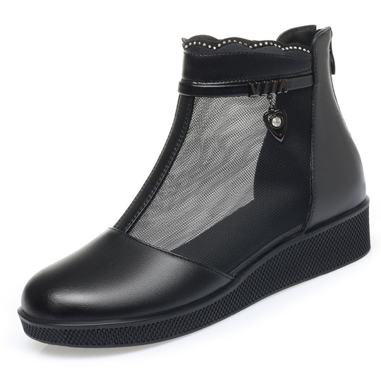 Damen Stiefeletten mit transparentem Mesh-Einsatz und modischem Schmuckdetail EB
